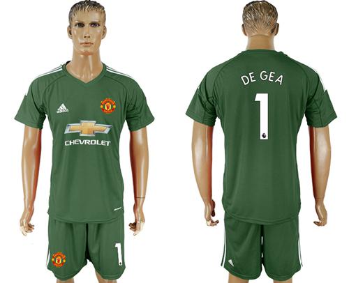 Manchester United #1 De Gea Green Goalkeeper Soccer Club Jersey - Click Image to Close